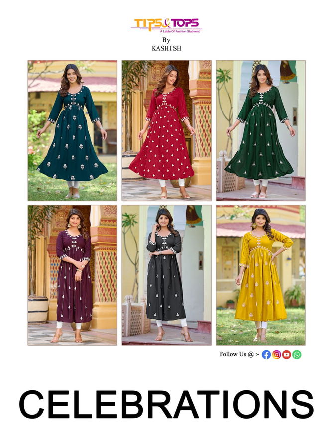 Celebrations Tips And Tops Designer Kurtis Catalog